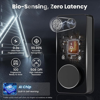 Keyless Entry Door Lock, Biquole Smart Lock with App Control, Fingerprint Door Lock, Electronic Keypad Deadbolt, Auto & One Touch Lock | Digital Smart Door Locks | Easy Installation | IP54 Waterproof
