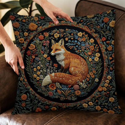 YOU FOUND ME William Morris Abstract Vintage Floral Velvet Fox Design Throw Pillow Covers Home Decor, Retro Art Deco Pillowcase Cushion Cover for Bed Sofa Living Room, Square 18x18inch (Fox)