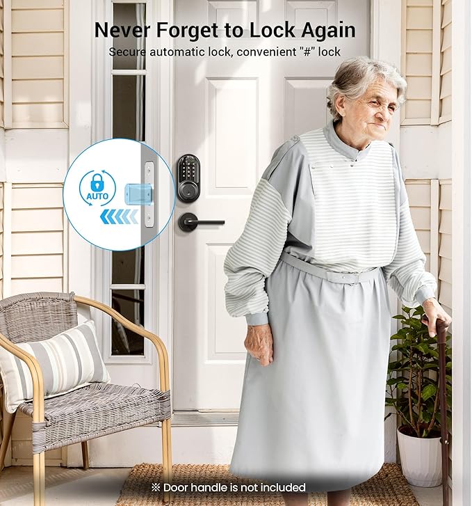 Veise RZ06 Smart Lock for Front Door with App Control, Keyless Entry, Electronic Digital Deadbolt with Touchscreen Keypad Set, Smart Deadbolt, Auto Lock, Easy Installation, Matte Black