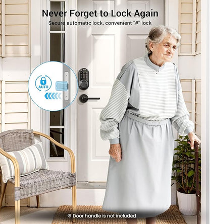 Veise RZ06 Smart Lock for Front Door with App Control, Keyless Entry, Electronic Digital Deadbolt with Touchscreen Keypad Set, Smart Deadbolt, Auto Lock, Easy Installation, Matte Black