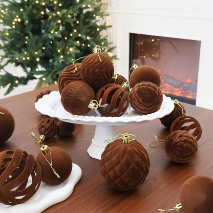 36pcs Velvet Ornaments for Christmas Trees, Flocked Christmas Balls Sets Assortment for Xmas Tree Holiday Decor