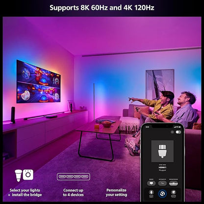 Philips Hue Play HDMI Sync Box 8K, Syncs up to 10 Hue Lights with Video Games, Movies, and Music, Requires Hue Bridge, Supports Dolby Vision HDR10+, Control with Hue App
