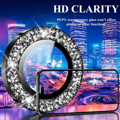 YWXTW Designed for iPhone 14 Pro/iPhone 14 Pro Max Camera Lens Protector Bling, [New Glitter Design] Individual Metal Tempered Glass Camera Cover Accessories Case Friendly, 1 Set (Black Glitter)