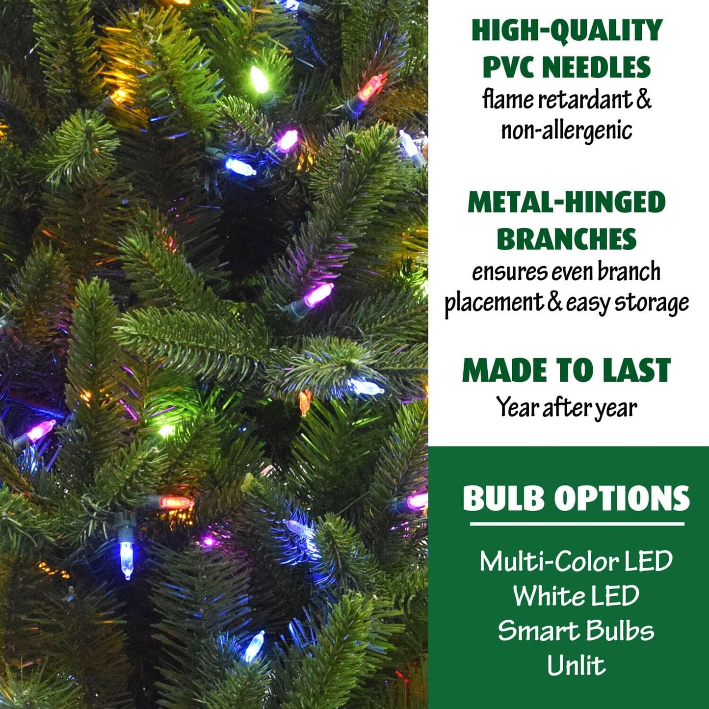 Fraser Hill Farm 9-Ft. Carmel Pine Slim Artificial Christmas Tree with Dual Multicolor & Warm White LED Lights and Stand, Prelit Foldable Fake Tree with Realistic Foliage for Home Decoration