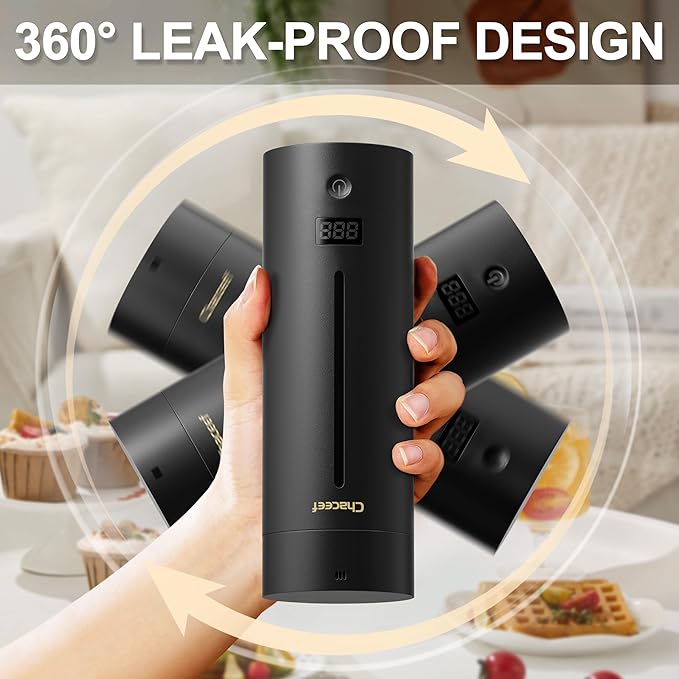 CHACEEF Travel Kettle 𝐔𝐩𝐠𝐫𝐚𝐝𝐞𝐝, Portable Electric Kettle, 350ml Small Electric Kettle with 5 Variable Presets, 304 Stainless Steel Hot Water Boiler with Auto Shut-Off & Boil Dry Protect, Black