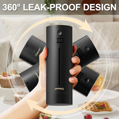 CHACEEF Travel Kettle 𝐔𝐩𝐠𝐫𝐚𝐝𝐞𝐝, Portable Electric Kettle, 350ml Small Electric Kettle with 5 Variable Presets, 304 Stainless Steel Hot Water Boiler with Auto Shut-Off & Boil Dry Protect, Black