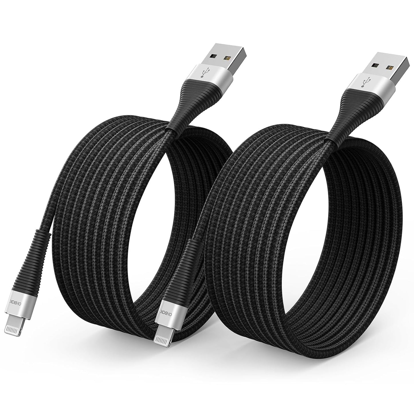 iPhone Charger Cord 6 ft 2Pack, [Apple MFi Certified] USB A to Lightning Cable Braided Fast Charging Cord Compatible with iPhone14 Pro Max/Plus/13/12/11/X/XR/XS/SE/8/7/6/5/iPad - Black
