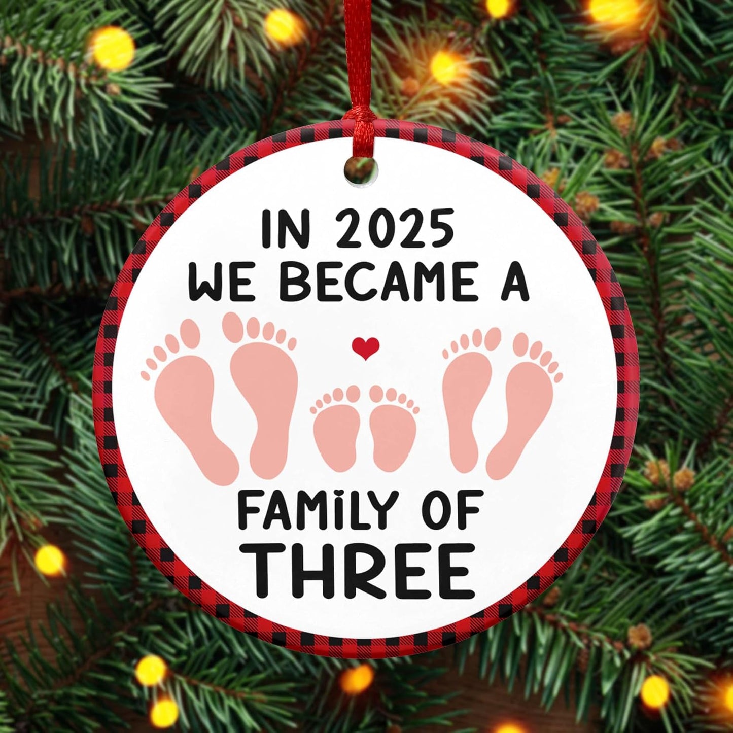 OASSIE Pregnancy Announcement for Grandparents - Ceramic Christmas Ornaments 2025 for Tree Decorations - New Mom Gifts for Women, New Dad Gifts for Men, Baby's First Christmas Ornament