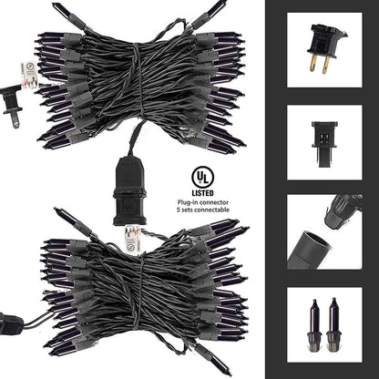 TW SHINE Purple Halloween Lights, 2 Pack 20FT 100 Count Incandescent Halloween Mini String Lights, Waterproof Halloween Decorations for Outdoor Indoor Patio Home Party Garden Yard Decor