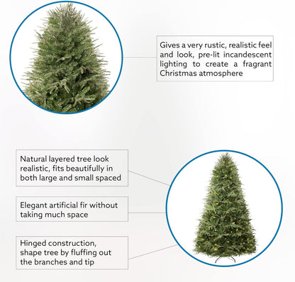Camden 6.5ft Prelit Artificial Christmas Tree with Foot Pedal, 2041 Branch Tips, 400 Warm Lights and Metal Stand, 51" Wide Realistic Hinged Christmas Tree with Lights by Naomi Home