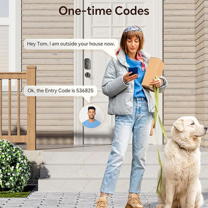 Keyless Entry Door Lock Set WiFi Smart App Control Door Lock for Front Door Keypad Deadbolt with 2 Knobs Auto Lock One Time Codes Easy Install, Bronze
