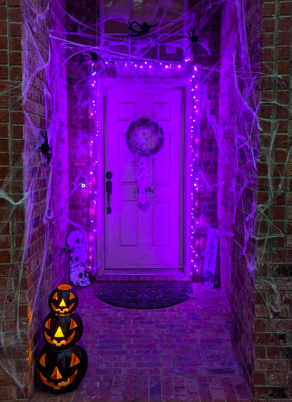 Minetom Halloween String Lights Outdoor, 33Feet 100 LED Waterproof Christmas Lights with 8 Lighting Modes for Halloween Garden Party Christmas Xmas Tree Lights Decor(Purple)