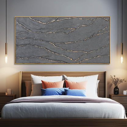 Gold and Grey Wall Art Framed Pictures Wall Decor Neutral Artwork Hand Painted 29"x58" Abstract Wall Art for Living Room Dining Room Kitchen
