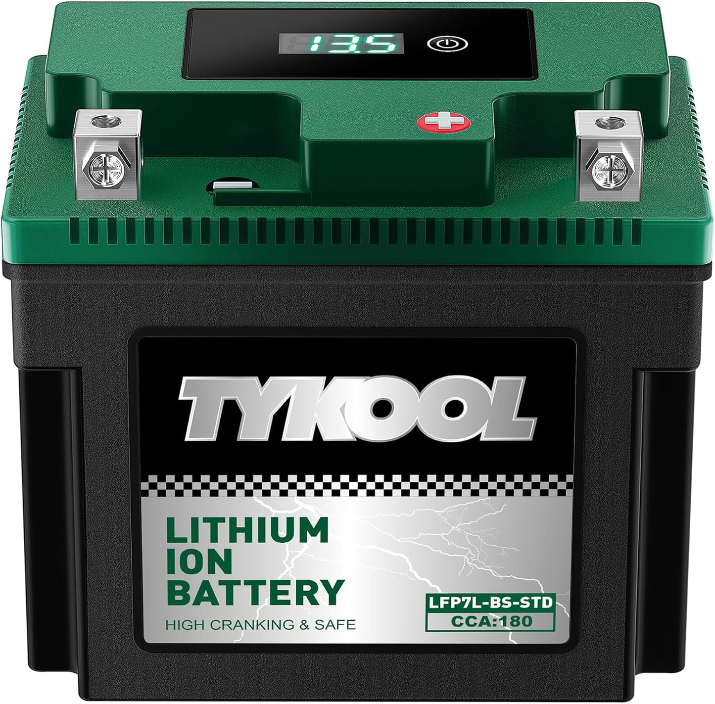 YTX7L-BS-STD 2X Cranking Amps,180CCA,Lithium Iron Phosphate Motorcycle Battery,Digital Readout,Comptitable for Honda,Suzuki Motorycle, Kawasaki ATV,Piaggio Scooter,Predator 3500 Generator battery