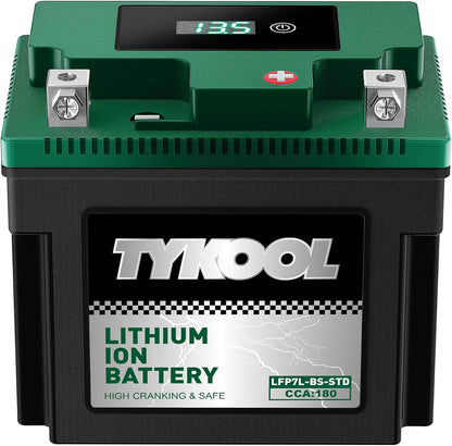 YTX7L-BS-STD 2X Cranking Amps,180CCA,Lithium Iron Phosphate Motorcycle Battery,Digital Readout,Comptitable for Honda,Suzuki Motorycle, Kawasaki ATV,Piaggio Scooter,Predator 3500 Generator battery