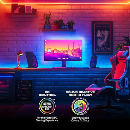 Monster Smart RGB+IC LED Strip Lights 25ft – Sound Reactive Strip Lights for Bedroom, App & Voice Control, RGB Light Strip for Room, Alexa Google Home, Razer Chroma Sync - 230 RGB+IC LED Lights