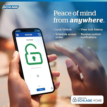 Schlage Encode Smart WiFi Deadbolt Lock for Front Door - Keyless Entry with App or Touchscreen - Works with Alexa, Hey Google, & Airbnb - Create Codes for Guests - Aged Bronze