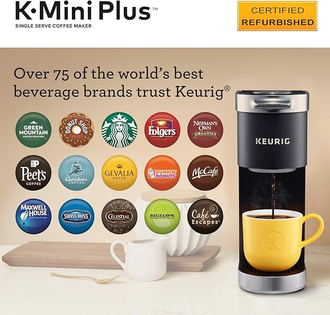 Keurig K-Mini Plus Coffee Maker, Certified Refurbished, Black (Renewed)