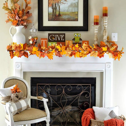 Fall Maple Leaf, 2 Pack 5.9Ft/Piece Hanging Vine Garland Artificial Autumn Foliage Thanksgiving Decor for Home Wedding Fireplace Party Christmas
