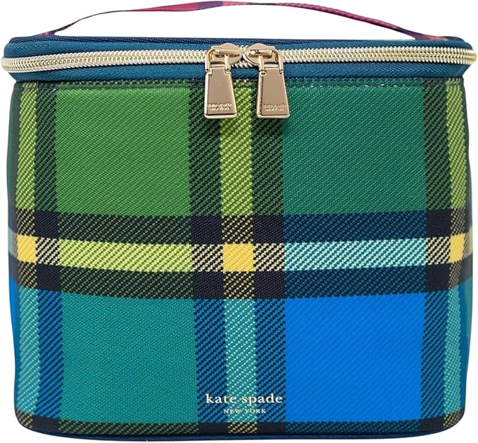 kate spade new york Insulated Lunch Tote, Small Lunch Cooler, Cute Lunch Bag for Women, Thermal Bag with Double Zipper Close and Carrying Handle, Grand Plaid Duo