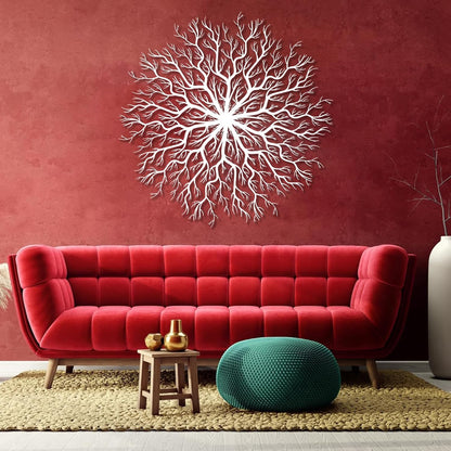 Tree of Life Metal Wall Art, Metal Tree Wall Art, Large Round Sculpture, Round Branch Wall Decor, Large Branch Artwork, Nature Sign, Wall Decor for Living Room, Housewarming Gift (Black, 19"x19"|47x47cm)