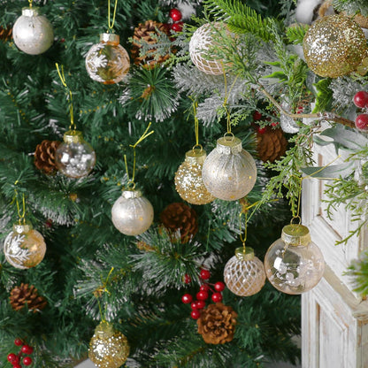 25PCS Christmas Ornaments Set, 2.36"/6CM Clear Plastic Shatterproof Christmas Ball Hanging Ornaments for Xmas Tree Decorations, for Indoor Home Party Holiday Decor - White/Champagne