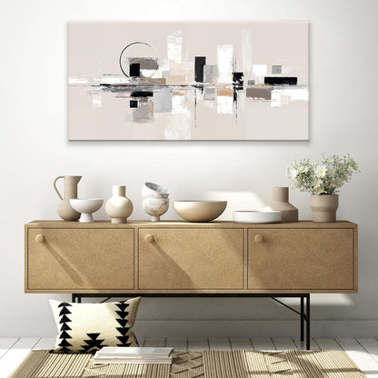 QSQ Abstract Wall Art Black White Wall Art Painting Grey Brown Canvas Art Wall Decor Prints Minimalist Abstract Wall Decor For Living Room Bedroom Kitchen Office Home Decoration 24" × 48"
