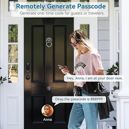 Harfo Fingerprint Smart Door Locks for Front Door with Handle Set, App Control, Keyless Entry Door Lock Keypad Deadbolt, Bluetooth Digital Electronic Touchscreen, Easy Install, Auto Lock, Black