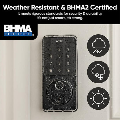 Wyze Auto-Lock Bolt v2, Fingerprint Keyless Entry Smart Lock, AI Learning Scanner with Wi-Fi Front Door Lock Deadbolt, Auto-Lock, 8 Months Battery, BHMA2, IP53, Anti-Peep Keypad, Backup Keys