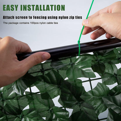 Faux Ivy Privacy Fence Screen Outdoor Expandable Artificial Greenery Roll Fake Hedge Wall Patio Green Plastic Leaf Plant Vine Grass Panels Gate Covering for Garden Yard Balcony (118.5x59.5 in)