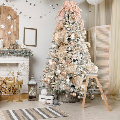 Clear Christmas Ball Ornaments,24ct Shatterproof Plastic Decorative Christmas Ornaments Hanging Xmas Tree Baubles Set with Stuffed Delicate Glittering Decorations for Holiday Party Decor (Champagne)