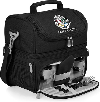 PICNIC TIME Harry Potter Hogwarts Pranzo Lunch Bag, Insulated Lunch Box with Utensil Set, Lunch Cooler Bag, (Black)