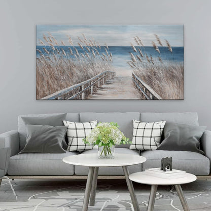Canvas Wall Art Decor Large Wall Art for Living Room Vintage Coastal Wall Art Prints Landscape Beach Wall Art Decorations Blue Artwork for Walls Bedroom Office Kitchen Wall Decor 24" X 48"