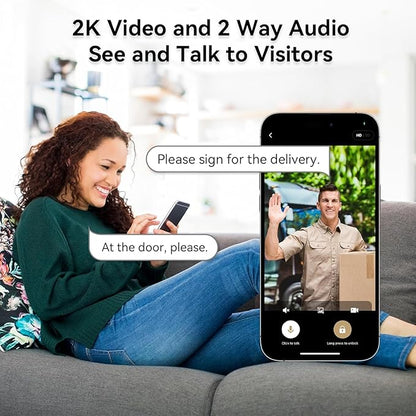 Video Smart Lock with Doorbell, 3 in 1 Keyless Entry Door Lock, Built-in WiFi Camera Deadbolt Lock for Front Door, Fingerprint, Keypad Code, App Control, Voice Control, Auto Lock, IP65, Video Calling