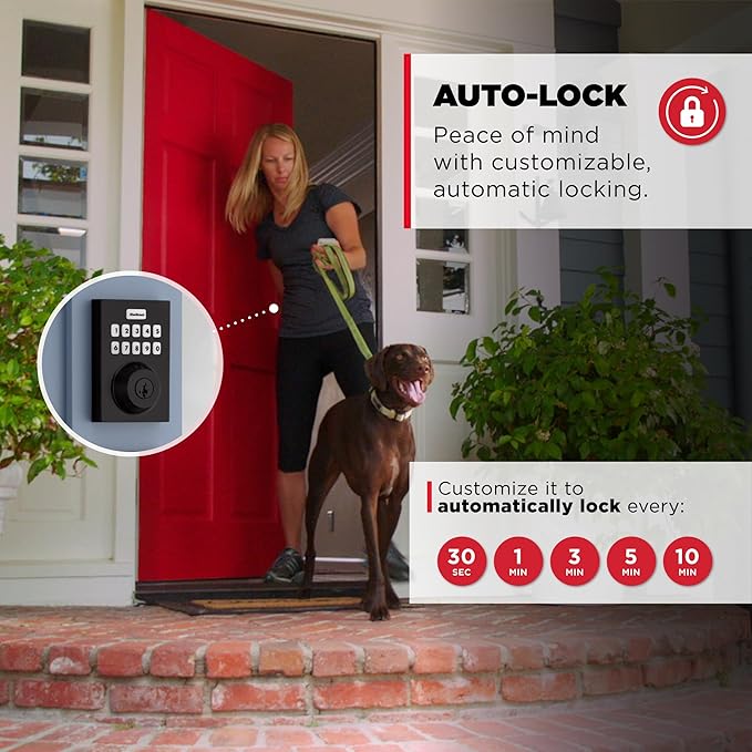 Kwikset HomeConnect 620 Z-Wave Long Range Enabled Keypad Smart Lock Convenient Keyless Entry, Customizable User Codes, Ring Alarm Compatible, Hub Required, Sold Separately Matte Black Contemporary