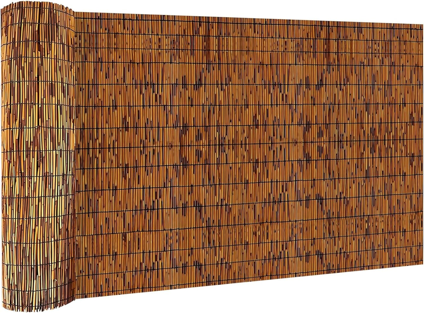 Reed Fencing Rolls, Decorative Bamboo Fencing 4ft High Roll Reed Screen, Bamboo Curtains for Balcony Patio Garden Backyard Outdoor (Light Russet)
