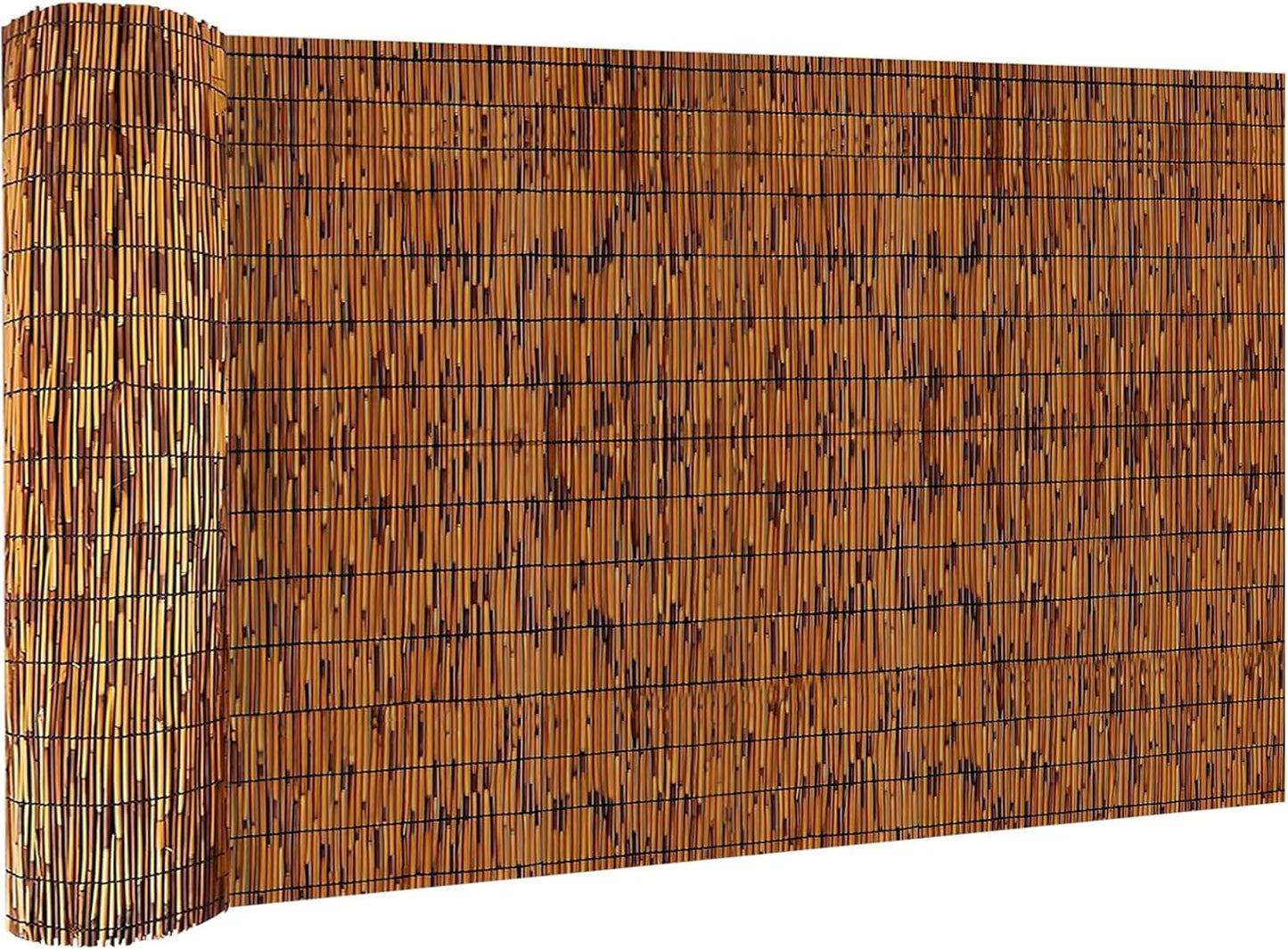 Bamboo Reed Fencing, Decorative Bamboo Curtains for Patio, Light Russet Privacy Fence Reed Screens Outdoor for Patio Garden Balcony Privacy Screen, 5 x 5 FT