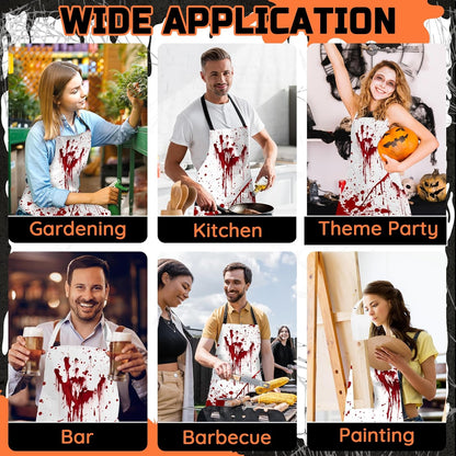 Happy Halloween Horror Apron Unisex, Adjustable Funny Kitchen Apron, Waterproof Scary Bloody Bib Aprons for Cosplay Party