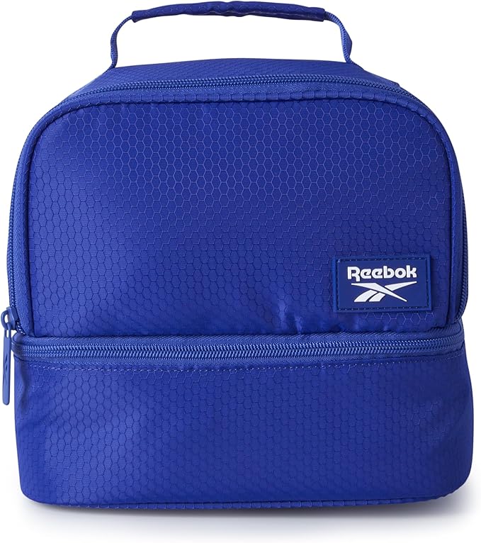 Reebok Mens and Womens Lunch Bag - Portable Insulated Work Lunch Box for Women and Men with Two Compartments and Handle, Andy Blue