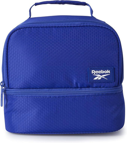Reebok Mens and Womens Lunch Bag - Portable Insulated Work Lunch Box for Women and Men with Two Compartments and Handle, Andy Blue