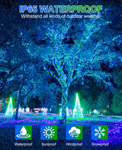 80FT 240 LED Christmas Lights Outdoor, Plug in Christmas Tree Lights with Waterproof 8 Modes, Connectable Green Wire String Twinkle Light for Indoor Home Garden Party Holiday Decorations, Blue Green