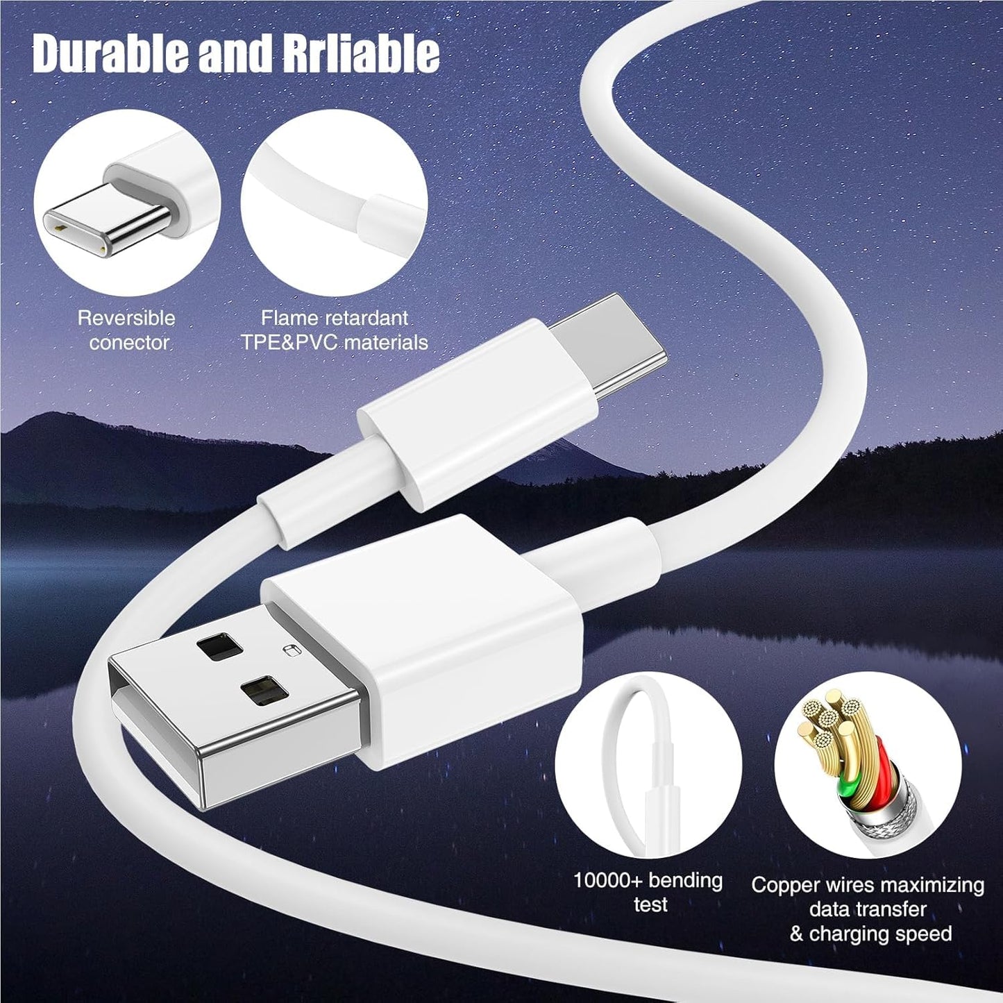3-Pack [10FT+6FT+3.3FT] Car Carplay Cable USB A to USB C Cable for iPhone 16 15 Pro Plus Pro Max，for iPad Pro/Air/Mini，for Samsung Galaxy S25/S24/S23，for MacBook Pro/Air and More