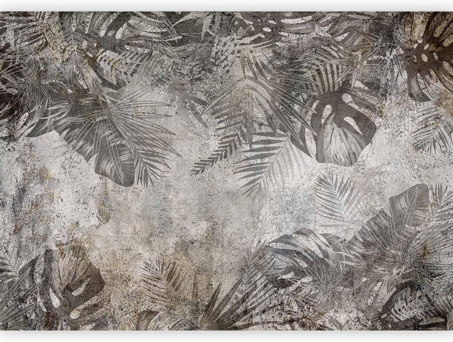 artgeist Wall Mural Tropical Leaves 79x55 in - XXL Non-Woven Wallpaper Fleece Wall Decor Photo Print Picture Image Design Landscape Palms Leaves Monstera Grey b-C-0825-a-a