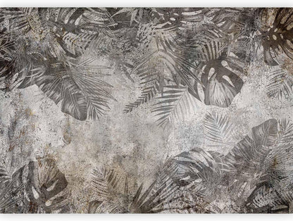 artgeist Wall Mural Tropical Leaves 79x55 in - XXL Non-Woven Wallpaper Fleece Wall Decor Photo Print Picture Image Design Landscape Palms Leaves Monstera Grey b-C-0825-a-a