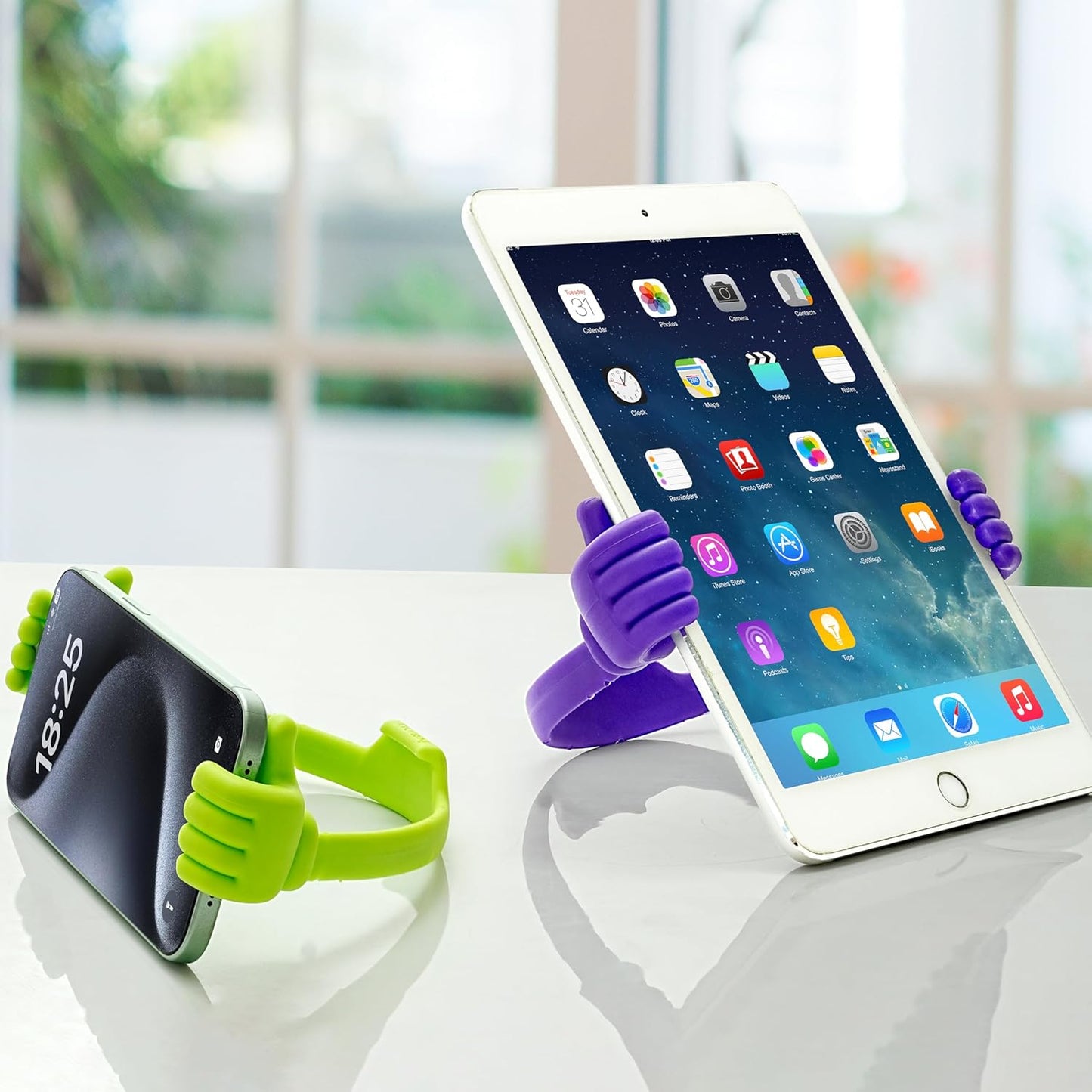 Honsky Thumbs-up Cell Phone Stand Holder, Tablet Stand Cradle for Desk Desktop Smartphone Cellphone Mobile Phone Tablets â€“ Universal Adjustable Flexible, Purple