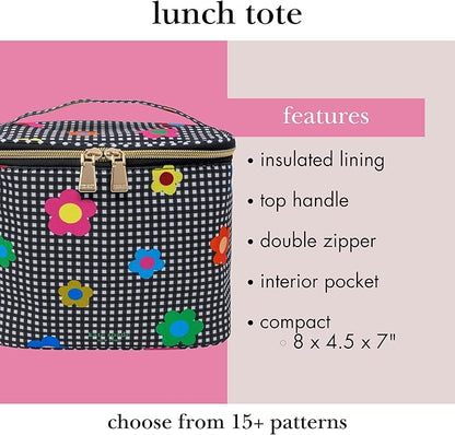 kate spade new york, Insulated Lunch Tote, Small Lunch Cooler, Cute Lunch Bag for Women, Striped Thermal Bag with Double Zipper Close and Carrying Handle, Gingham Garden