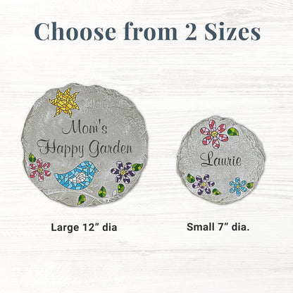 Let's Make Memories Personalized Mosaic Garden Stone - for Grandma, Mom – Small Stone - Personalize Message