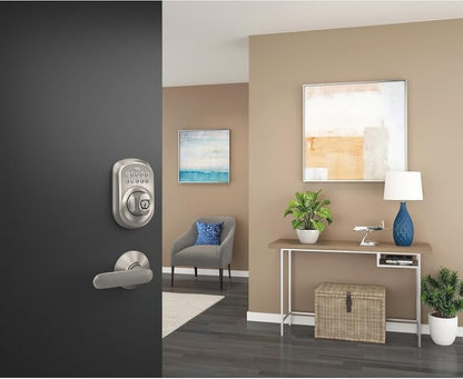 Schlage BE365 PLY 619 Plymouth Keypad Deadbolt, Electronic Keyless Entry Lock, Satin Nickel