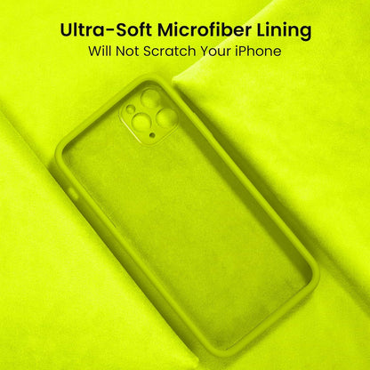 FireNova for iPhone 14 Pro Case, Silicone Upgraded [Camera Protection] Phone Case with [2 Screen Protectors], Soft Anti-Scratch Microfiber Lining Inside, 6.1 inch,Fluorescent Green