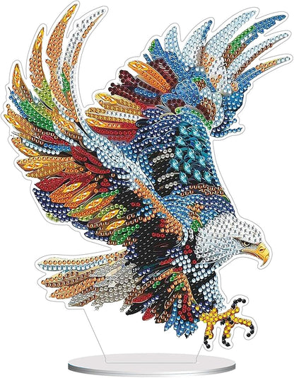 Diamond Painting Kits for Adults Beginners, 5D Full Drill Eagle Crystal Art Desktop Ornament, DIY Single Sided Home Office Desk Decor, Creative Craft Gift Set with Tools
